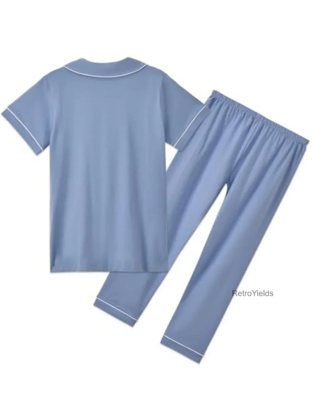 Kids Pajama Set Short Sleeve Button Down Cotton Blend 2 Piece Sleepwear